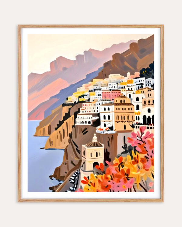 Shop Amalfi Coast Travel Landscape Europe small batch graphic Art Print, Canvas Print, Commercial digital license & Instant download printable- exclusively available at 83oranges.com by artist Uma Gokhale India