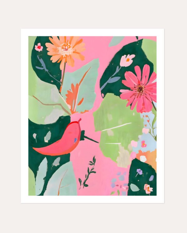 Shop floral & pepper chili Painting Botanical pastel Nature Art Print, Canvas Print, Commercial digital license & Instant download printable - exclusively available at 83oranges.com by artist Uma Gokhale India