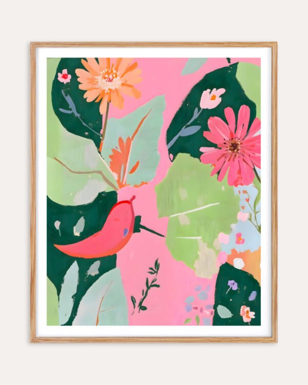 Shop floral & pepper chili Painting Botanical pastel Nature Art Print, Canvas Print, Commercial digital license & Instant download printable - exclusively available at 83oranges.com by artist Uma Gokhale India