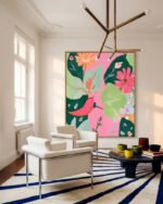 Shop floral & pepper chili Painting Botanical pastel Nature Art Print, Canvas Print, Commercial digital license & Instant download printable - exclusively available at 83oranges.com by artist Uma Gokhale India