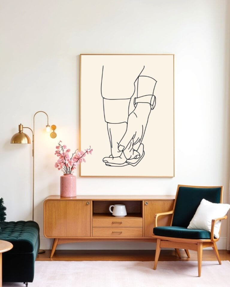 Shop forever holding hands minimal line art drawing sketch minimal Art Print, Canvas Print - available at 83oranges.com by artist Uma Gokhale India