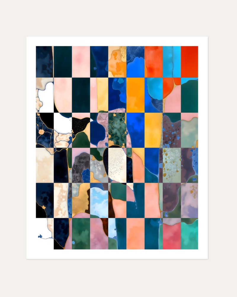 Shop Abstract luxe checkerboard marble Art Print, Canvas Print, Commercial digital license & Instant download printable - exclusively certified & available to order online at 83oranges.com by artist Uma Gokhale India