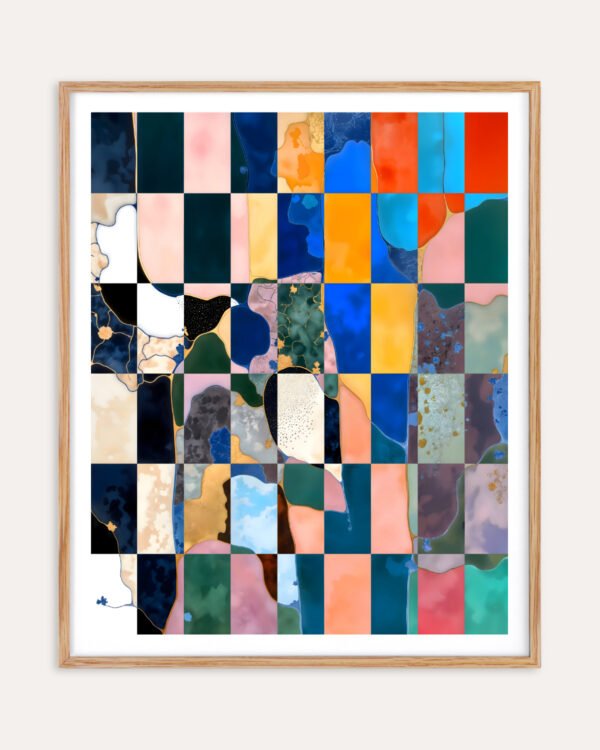 Shop Abstract luxe checkerboard marble Art Print, Canvas Print, Commercial digital license & Instant download printable - exclusively certified & available to order online at 83oranges.com by artist Uma Gokhale India