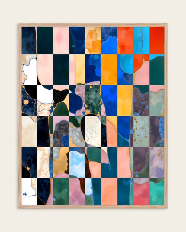 Shop Abstract luxe checkerboard marble Art Print, Canvas Print, Commercial digital license & Instant download printable - exclusively certified & available to order online at 83oranges.com by artist Uma Gokhale India