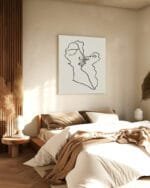 Shop love passion line art drawing sketch minimal Art Print, Canvas Print - available at 83oranges.com by artist Uma Gokhale India