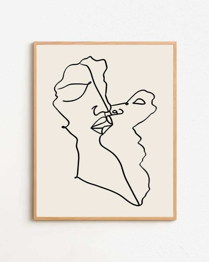 Shop love passion line art drawing sketch minimal Art Print, Canvas Print - available at 83oranges.com by artist Uma Gokhale India