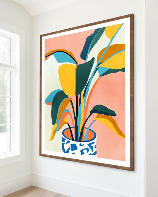 Shop colorful pastel plant pot Painting Botanical pastel Nature Art Print, Canvas Print, Commercial digital license & Instant download printable - exclusively available at 83oranges.com by artist Uma Gokhale India