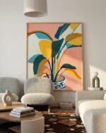 Shop colorful pastel plant pot Painting Botanical pastel Nature Art Print, Canvas Print, Commercial digital license & Instant download printable - exclusively available at 83oranges.com by artist Uma Gokhale India [review]