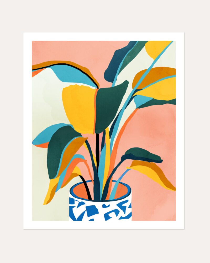 Shop colorful pastel plant pot Painting Botanical pastel Nature Art Print, Canvas Print, Commercial digital license & Instant download printable - exclusively available at 83oranges.com by artist Uma Gokhale India