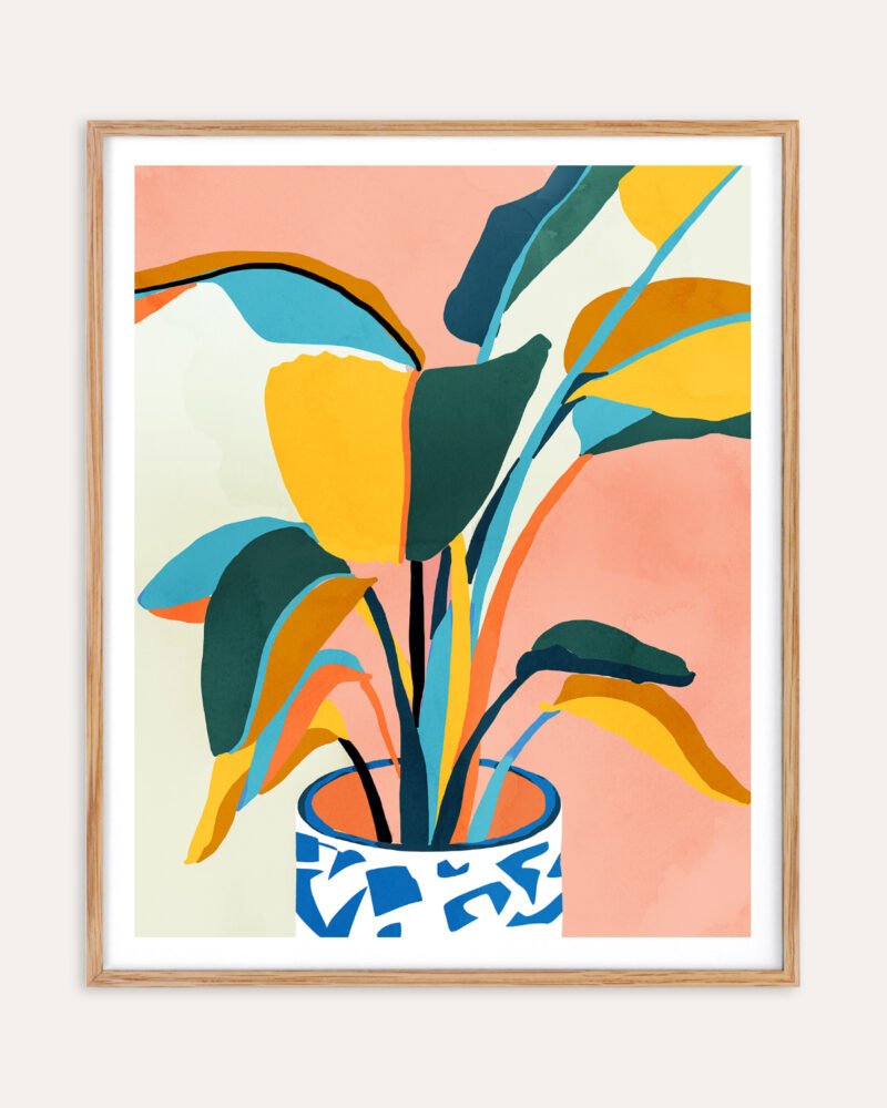 Shop colorful pastel plant pot Painting Botanical pastel Nature Art Print, Canvas Print, Commercial digital license & Instant download printable - exclusively available at 83oranges.com by artist Uma Gokhale India