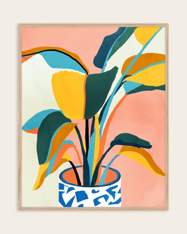 Shop colorful pastel plant pot Painting Botanical pastel Nature Art Print, Canvas Print, Commercial digital license & Instant download printable - exclusively available at 83oranges.com by artist Uma Gokhale India