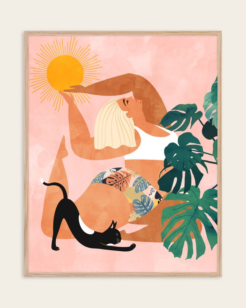 Shop tropical yoga woman cat pet Jungle Painting Art Print, Canvas Print, Commercial digital license & Instant download printble - available at 83oranges.com by artist Uma Gokhale India Shop tropical yoga woman cat pet Jungle Painting Art Print, Canvas Print, Commercial digital license & Instant download printble - available at 83oranges.com by artist Uma Gokhale India