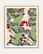 Shop Zebra Harem Botanical Nature Jungle Painting Art Print, Canvas Print, Commercial digital license & Instant download printable - available at 83oranges.com by artist Uma Gokhale India