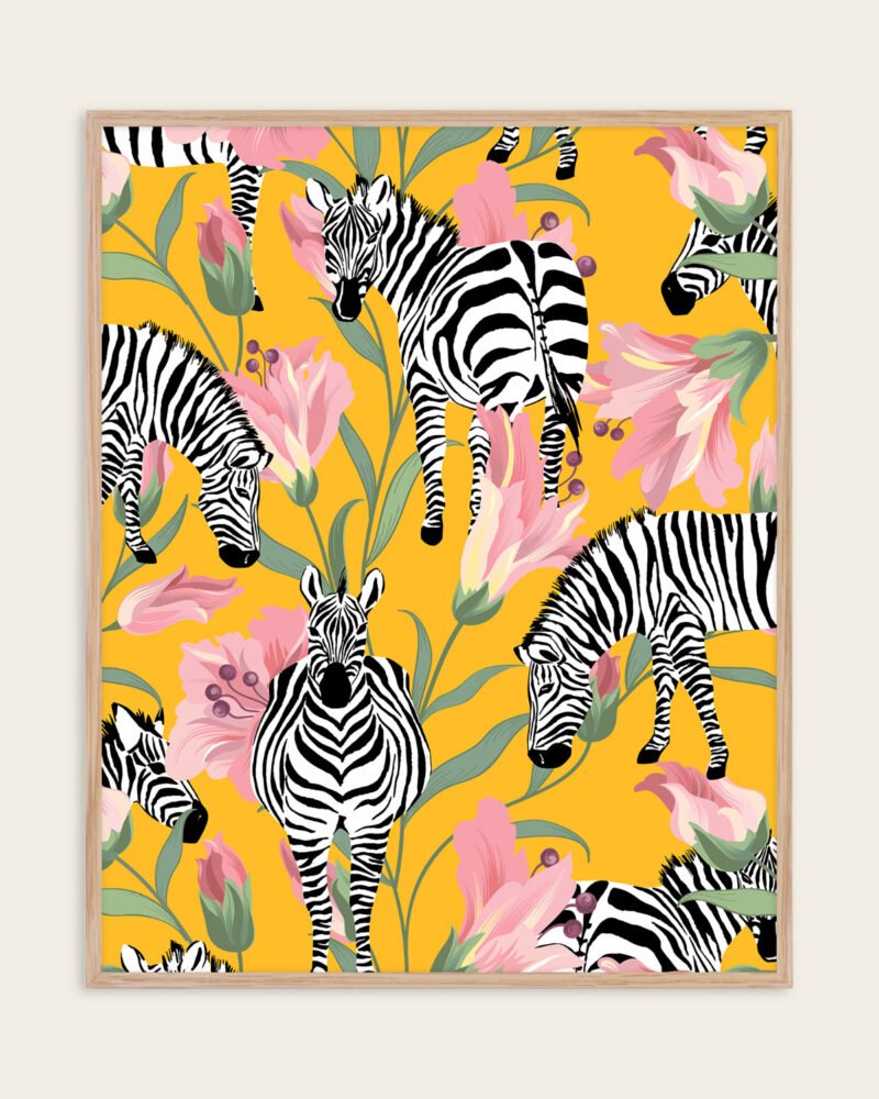 Shop Zebra Stripes Yellow Botanical Jungle Painting Art Print, Canvas Print, Commercial digital license & Instant download printable - available at 83oranges.com by artist Uma Gokhale India Shop Zebra Stripes Yellow Botanical Jungle Painting Art Print, Canvas Print, Commercial digital license & Instant download printable - available at 83oranges.com by artist Uma Gokhale India