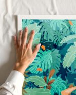 Shop Backyard garden jungle woman watercolor painting Art Print & Canvas Print, Commercial digital license & Instant download printable - exclusively certified at 83oranges.com by artist Uma Gokhale India