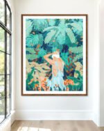 Shop Backyard garden jungle woman watercolor painting Art Print & Canvas Print, Commercial digital license & Instant download printable - exclusively certified at 83oranges.com by artist Uma Gokhale India