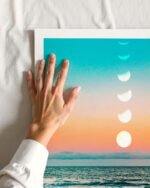 Shop beach moon pastel scenic travel Art Print, Canvas Print, Commercial digital license & Instant download printable - available at 83oranges.com by artist Uma Gokhale India