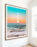 Shop beach moon pastel scenic travel Art Print, Canvas Print, Commercial digital license & Instant download printable - available at 83oranges.com by artist Uma Gokhale India