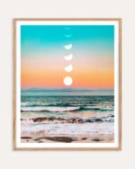 Shop beach moon pastel scenic travel Art Print, Canvas Print, Commercial digital license & Instant download printable - available at 83oranges.com by artist Uma Gokhale India