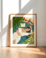 Shop Bohemian woman on the beach read birds Art Print & Canvas Print - exclusively certified at 83oranges.com by artist Uma Gokhale India
