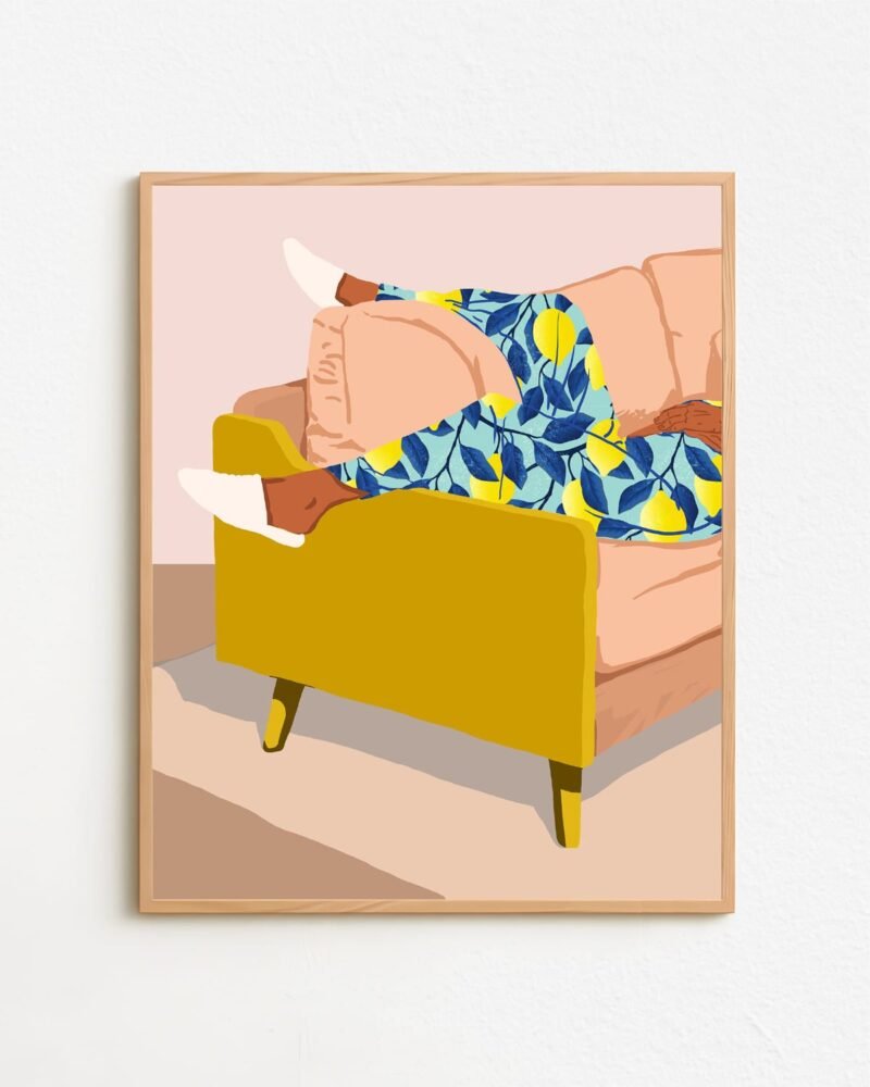 Shop Casual Sunday Lemons Self-care Holiday Weekend Pastel Art Print & Canvas Print - exclusively certified at 83oranges.com by artist Uma Gokhale India