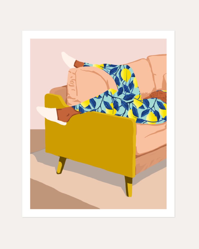 Shop Casual Sunday Lemons Self-care Holiday Weekend Pastel Art Print & Canvas Print, Commercial digital license & Instant download printable - exclusively certified at 83oranges.com by artist Uma Gokhale India