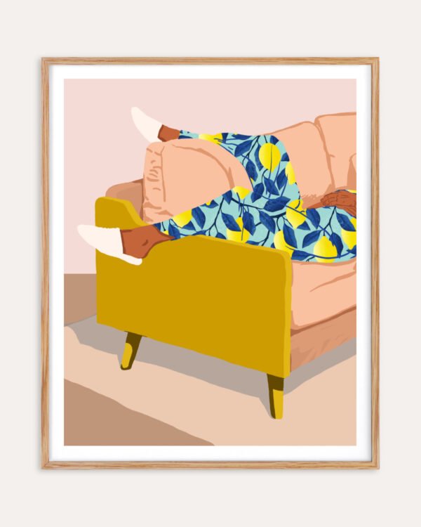 Shop Casual Sunday Lemons Self-care Holiday Weekend Pastel Art Print & Canvas Print, Commercial digital license & Instant download printable - exclusively certified at 83oranges.com by artist Uma Gokhale India
