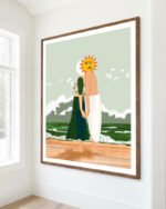 Shop celestial sun moon union lovers passionate Art Print, Quirky Funny Sleep Art Print, Canvas Print, Commercial digital license & instant download printable - available at 83oranges.com by artist Uma Gokhale India