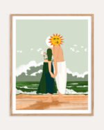 Shop celestial sun moon union lovers passionate Art Print, Quirky Funny Sleep Art Print, Canvas Print, Commercial digital license & instant download printable - available at 83oranges.com by artist Uma Gokhale India