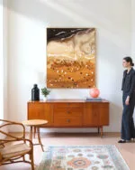 Shop Coffee Beach Ocean Summer Nature Sand Sea Earthy Painting Art Print, Canvas Print & Fabric Print - exclusively available at 83oranges.com by artist Uma Gokhale India