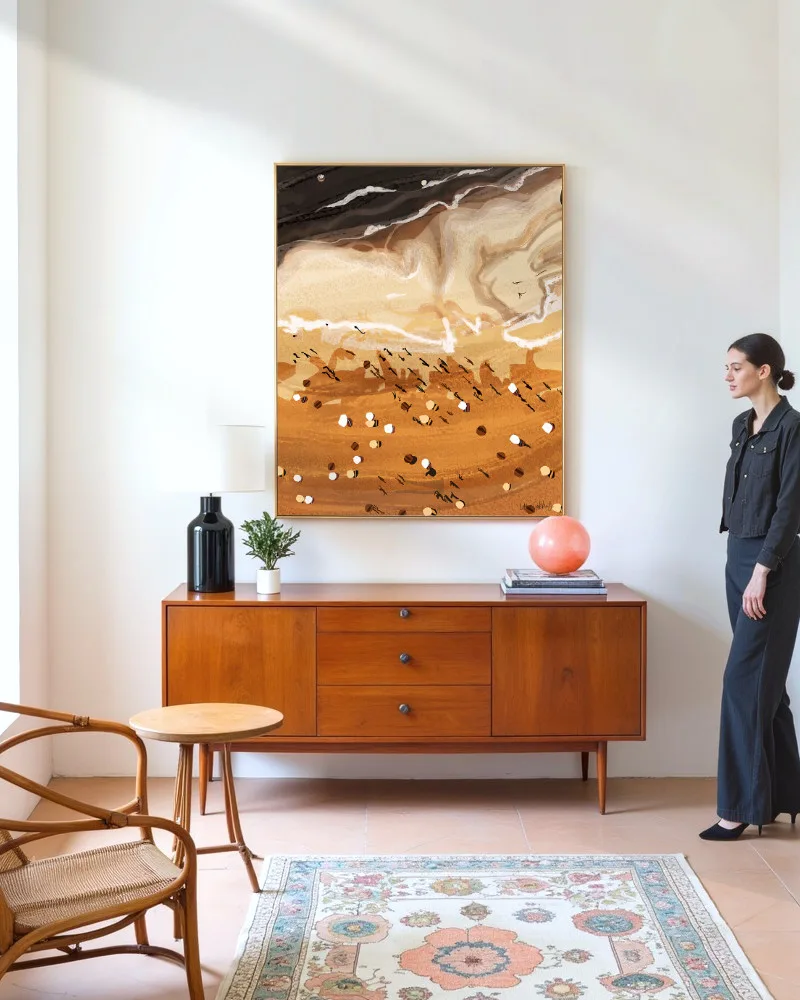Shop Coffee Beach Ocean Summer Nature Sand Sea Earthy Painting Art Print, Canvas Print & Fabric Print - exclusively available at 83oranges.com by artist Uma Gokhale India