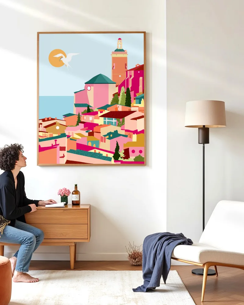 Shop Crimson rouge travel architecture pink Buildings Art Print, Canvas Print & Fabric Print - exclusively available at 83oranges.com by artist Uma Gokhale India
