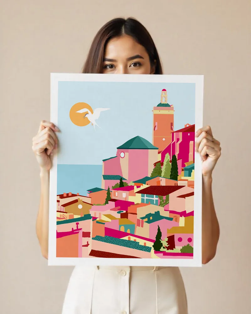 Shop Crimson rouge travel architecture pink Buildings Art Print, Canvas Print & Fabric Print - exclusively available at 83oranges.com by artist Uma Gokhale India