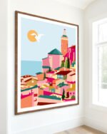Shop Crimson rouge travel architecture pink Buildings Art Print, Canvas Print, Commercial digital license & Instant download printable - exclusively available at 83oranges.com by artist Uma Gokhale India