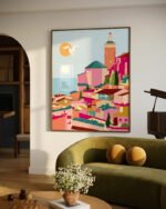 Shop Crimson rouge travel architecture pink Buildings Art Print, Canvas Print, Commercial digital license & Instant download printable - exclusively available at 83oranges.com by artist Uma Gokhale India