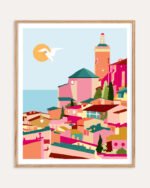 Shop Crimson rouge travel architecture pink Buildings Art Print, Canvas Print, Commercial digital license & Instant download printable - exclusively available at 83oranges.com by artist Uma Gokhale India