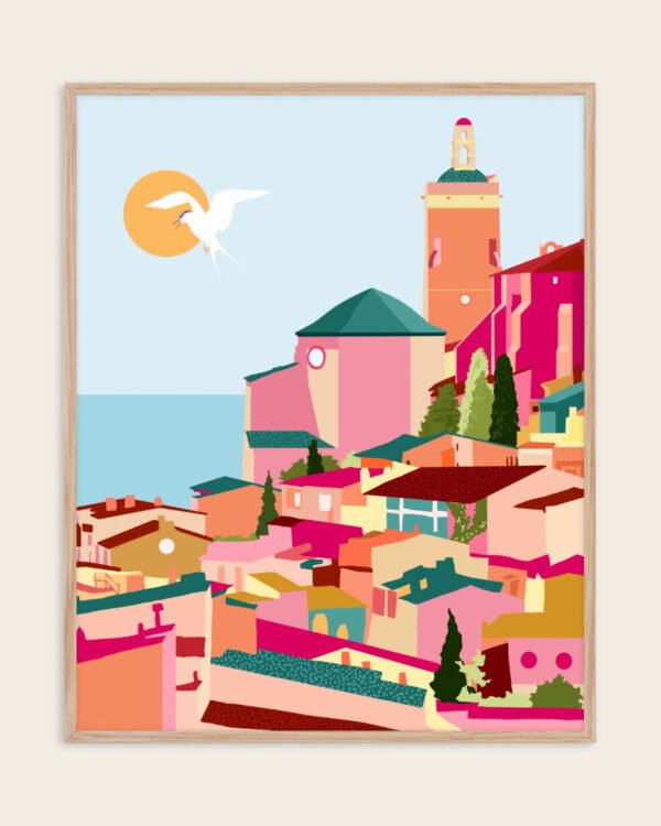 Shop Crimson rouge travel architecture pink Buildings Art Print, Canvas Print, Commercial digital license & Instant download printable - exclusively available at 83oranges.com by artist Uma Gokhale India