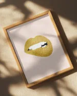 Shop Shimmer Gold Lips Fashion Style Minimal Art Print, Canvas Print - exclusively certified at 83oranges.com by artist Uma Gokhale India