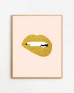Shop Shimmer Gold Lips Fashion Style Minimal Art Print, Canvas Print - exclusively certified at 83oranges.com by artist Uma Gokhale India