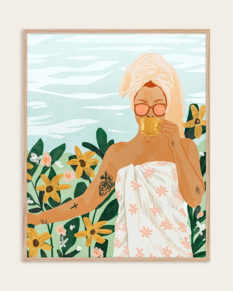 Shop Bohemian woman tattoo style Holiday Weekend Fashion Pastel Art Print & Canvas Print, Commercial digital license & Instant download printable - exclusively certified at 83oranges.com by artist Uma Gokhale India