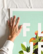 Shop Flourish Typography quote botanical illustration wellness Art Print, Canvas Print, Commercial digital license & Instant download printable - exclusively certified at 83oranges.com by artist Uma Gokhale India