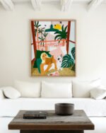 Shop Bohemian woman with dog pet Holiday Weekend Pastel Art Print & Canvas Print, Commercial digital license & Instant download printable - exclusively certified at 83oranges.com by artist Uma Gokhale India