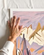 Shop pastel mountains landscape nature Painting Art Print, Canvas Print, Commercial digital license & Instant download printable - exclusively available at 83oranges.com by artist Uma Gokhale India