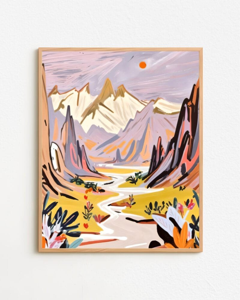 Shop pastel mountains landscape nature Painting Art Print, Canvas Print & Fabric Print - exclusively available at 83oranges.com by artist Uma Gokhale India
