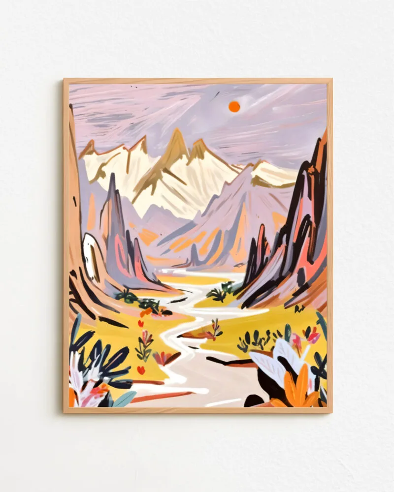 Shop pastel mountains landscape nature Painting Art Print, Canvas Print & Fabric Print - exclusively available at 83oranges.com by artist Uma Gokhale India
