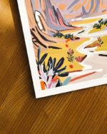 Shop pastel mountains landscape nature Painting Art Print, Canvas Print, Commercial digital license & Instant download printable - exclusively available at 83oranges.com by artist Uma Gokhale India