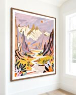 Shop pastel mountains landscape nature Painting Art Print, Canvas Print, Commercial digital license & Instant download printable - exclusively available at 83oranges.com by artist Uma Gokhale India