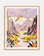 Shop pastel mountains landscape nature Painting Art Print, Canvas Print, Commercial digital license & Instant download printable - exclusively available at 83oranges.com by artist Uma Gokhale India