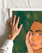 Shop woman portrait sincere bold fashion woman Liminal Quietude Art Print, Canvas Print, digital printable download - available at 83oranges.com by artist Uma Gokhale India