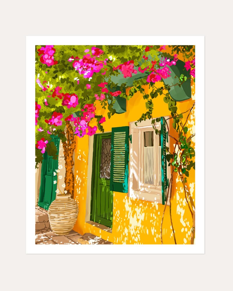 Shop Turkish Architecture Morocco Buildings Villa Sunshine Art Print, Canvas Print, Commercial digital license & Instant download printable - exclusively available at 83oranges.com by artist Uma Gokhale India